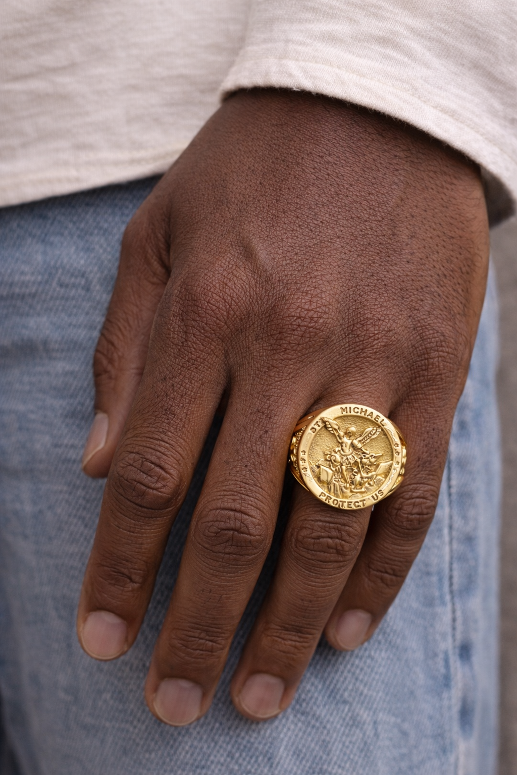 Gold Archangel Michael Ring