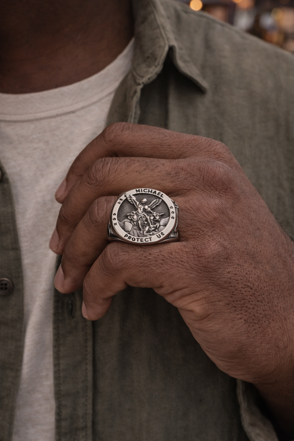Silver Archangel Michael Ring