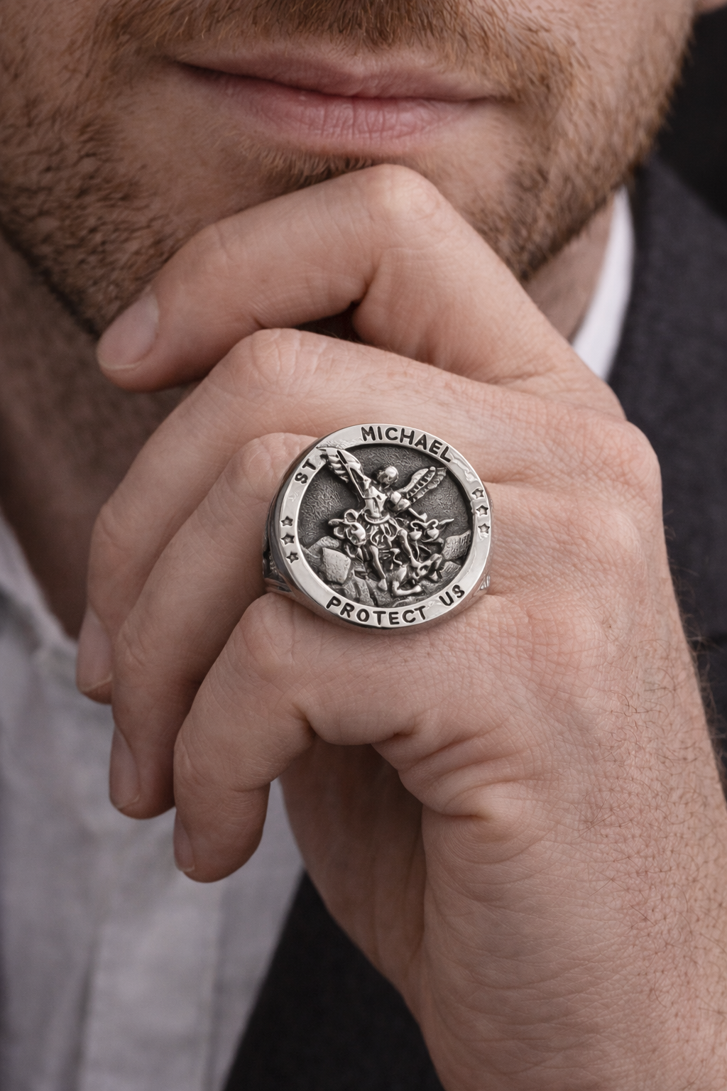 Silver Archangel Michael Ring